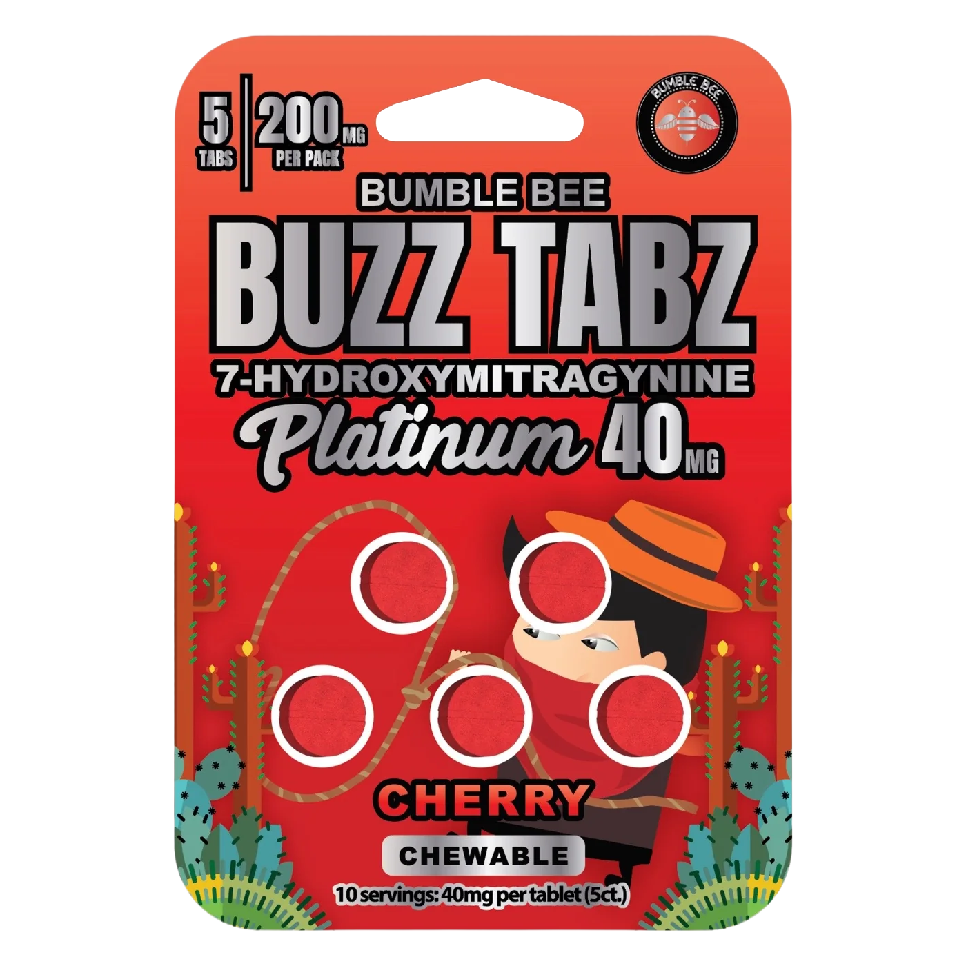 Bumble Bee Buzz Tabz Platinum 40mg: Premium Cherry Chewables