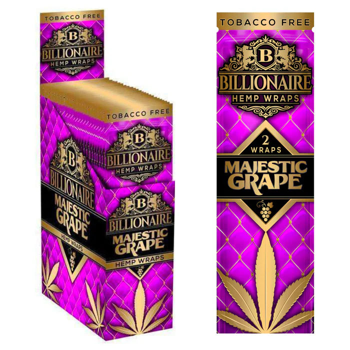 Billionaire Hemp Wraps - Majestic Grape (2 wraps per pack/ 25 pack Display)