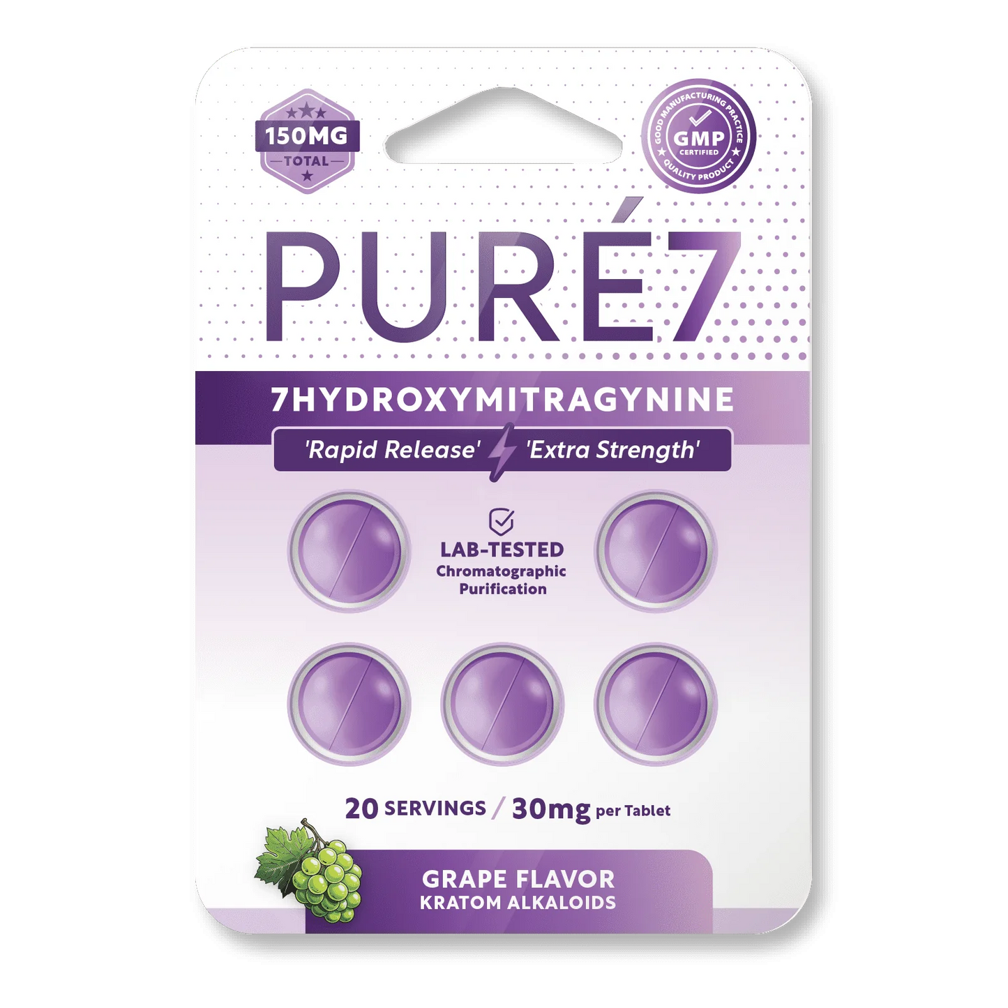 PURE 7 - Rapid Release 7-Hydroxymitragynine 30mg Tablets