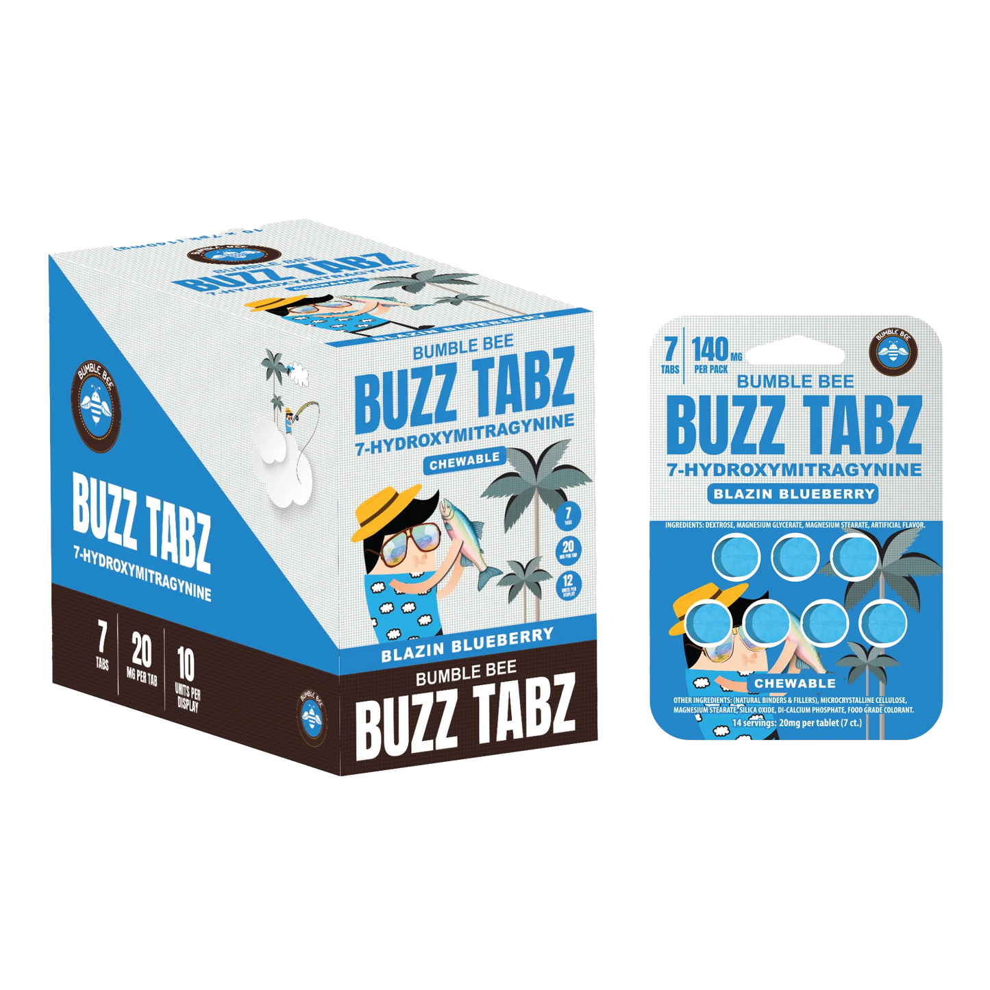 Bumble Bee Buzz Tabz 7-OH 20mg Tablets 7 Count - Blazin Blueberry