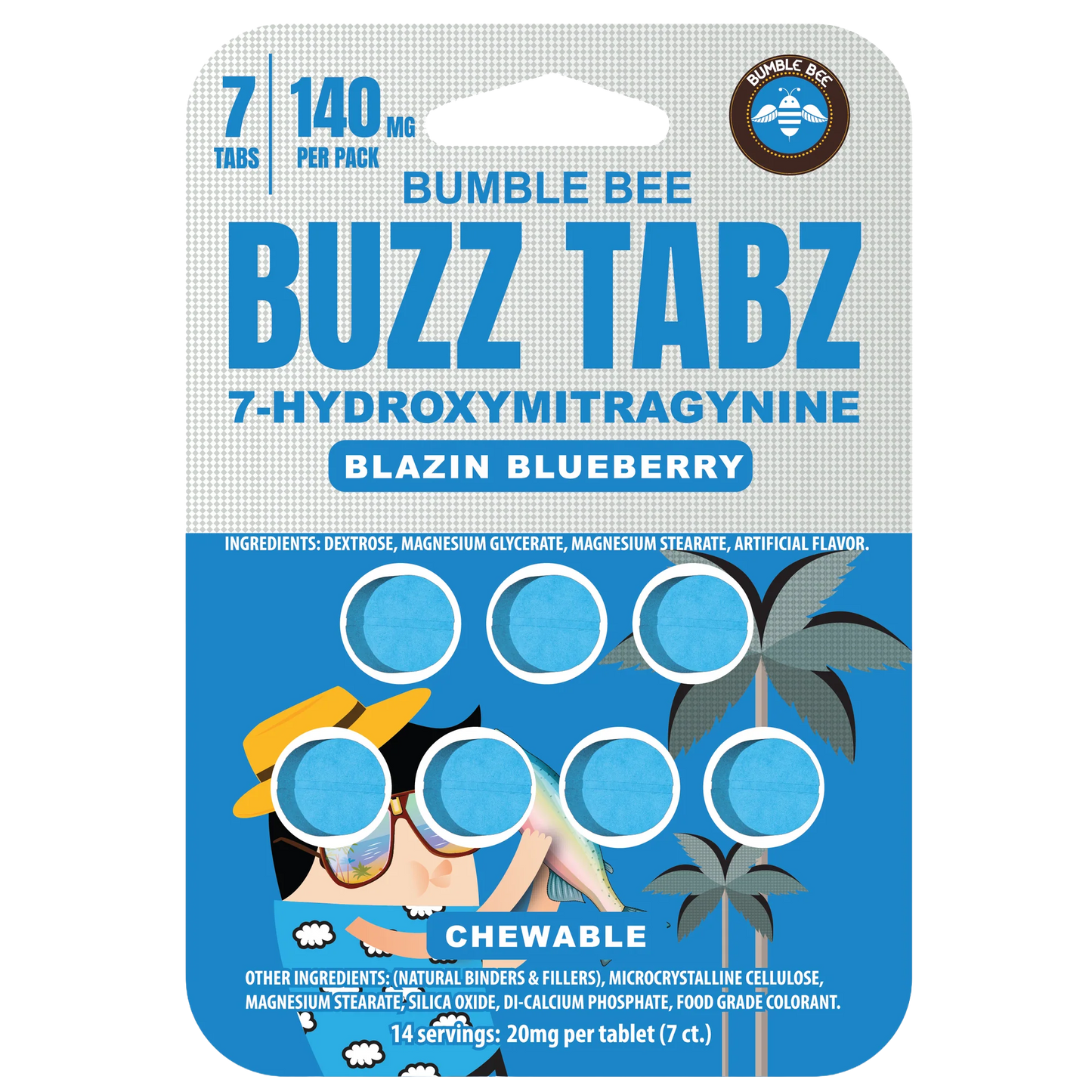 Bumble Bee Buzz Tabz 7-OH 20mg Tablets 7 Count - Blazin Blueberry