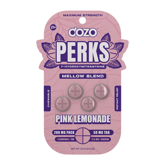 Dozo Perks - Maximum Strength 7-Hydroxymitragynine Tablets: Pink Lemonade Mellow Blend
