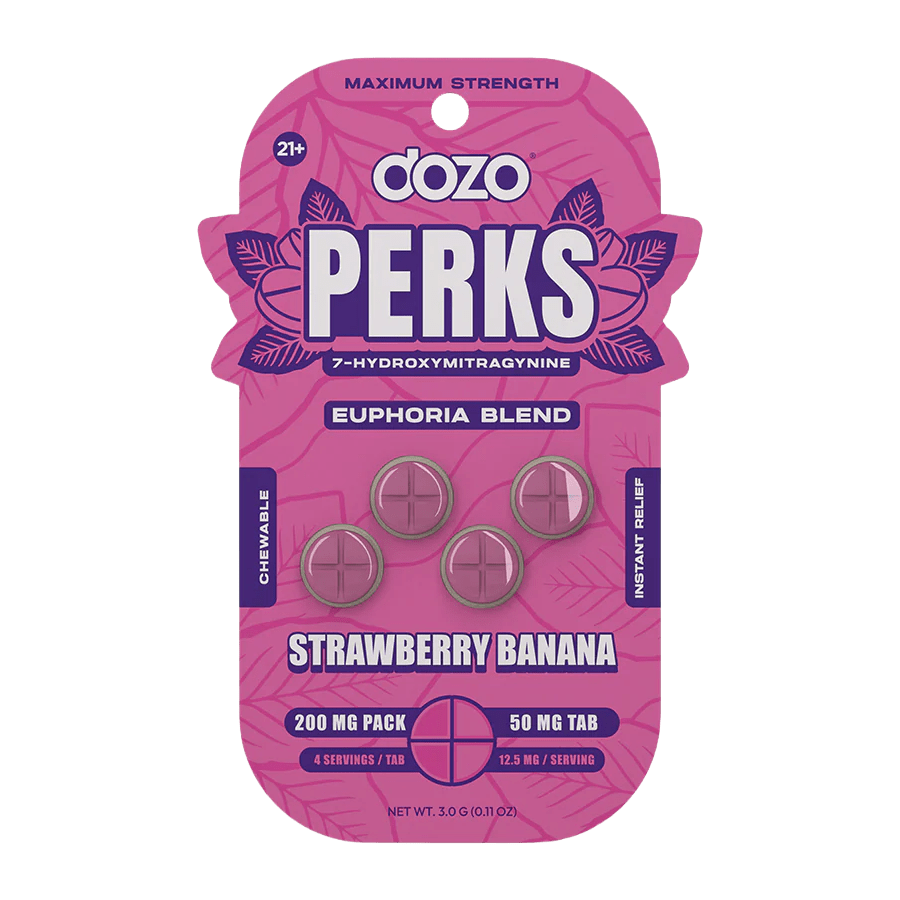 Dozo Perks - Maximum Strength 7-Hydroxymitragynine Tablets: Strawberry Banana Euphoria Blend