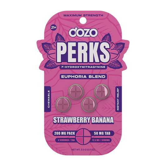 Dozo Perks - Maximum Strength 7-Hydroxymitragynine Tablets: Strawberry Banana Euphoria Blend